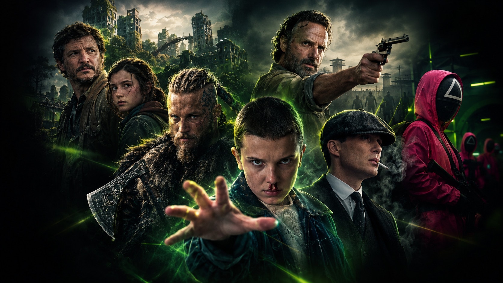 Personagens das séries mais populares em uma montagem